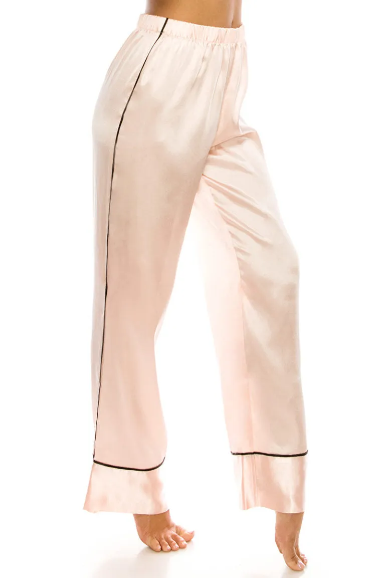 20183 6 Piece 2-Piece Satin Pajama Set – Button-Up Top & Elastic Waist Pants