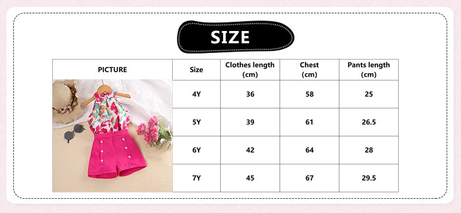 2025 new printed halter neck tops and shorts children's summer dress FD