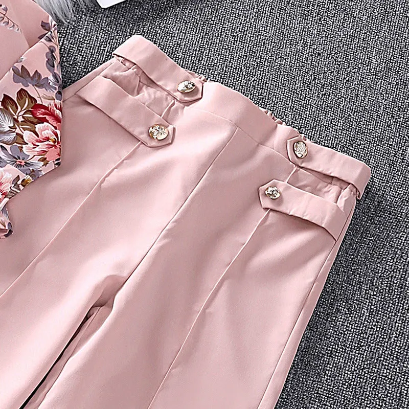 2025 spring new large and medium-sized children's printed long-sleeved tops and trousers two-piece suits