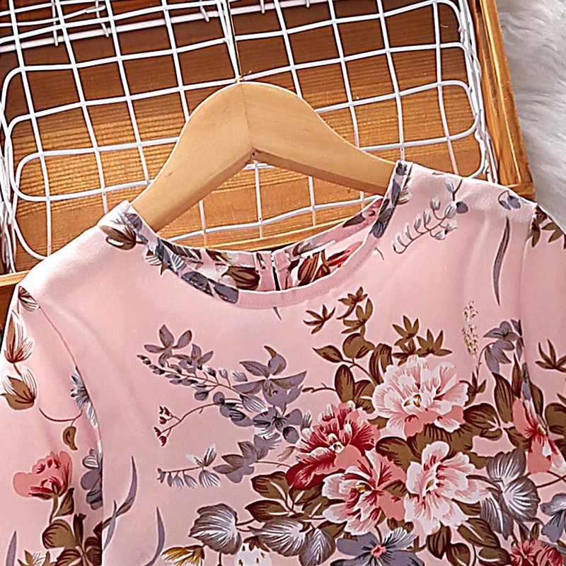 2025 spring new large and medium-sized children's printed long-sleeved tops and trousers two-piece suits