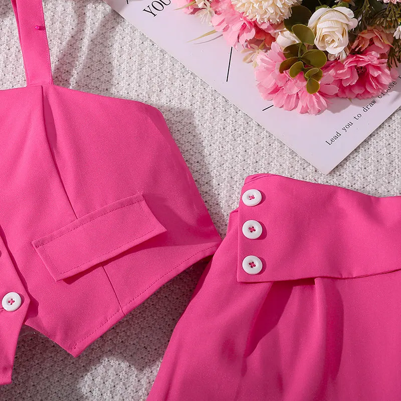 2025 Summer New Style Western Style Suspender Tube Top High Waist Wide Leg Pants Two-piece Set