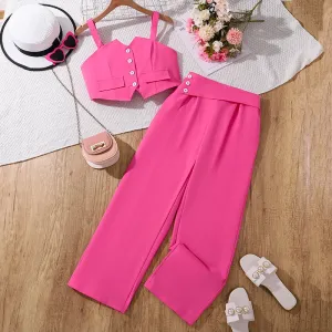 2025 Summer New Style Western Style Suspender Tube Top High Waist Wide Leg Pants Two-piece Set