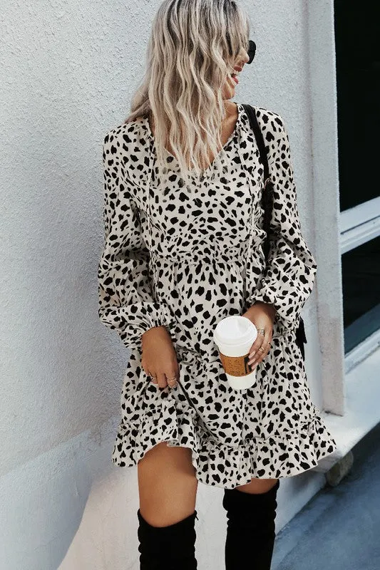Abstract Dots Long Sleeve Dress