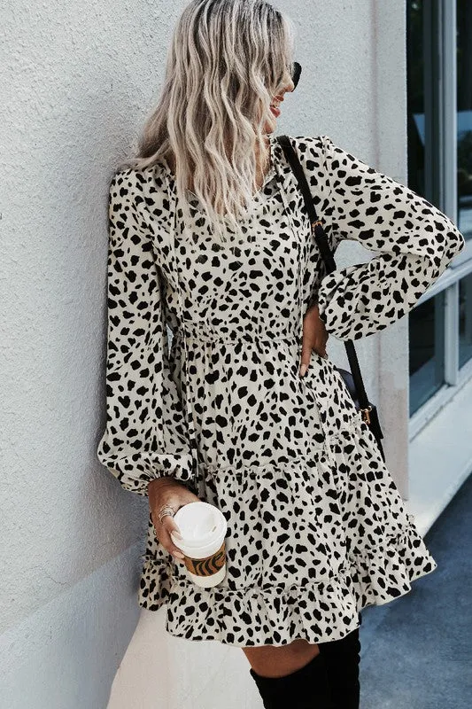 Abstract Dots Long Sleeve Dress