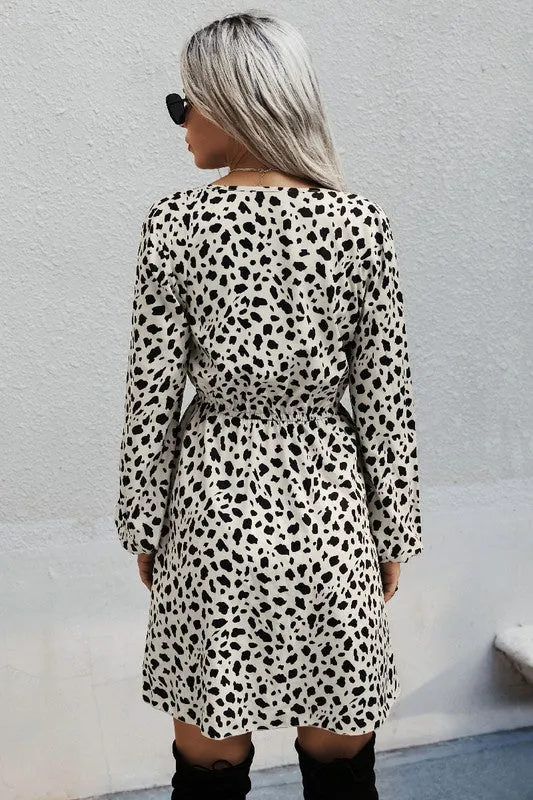 Abstract Dots Long Sleeve Dress