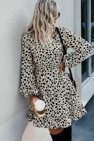 Abstract Dots Long Sleeve Dress