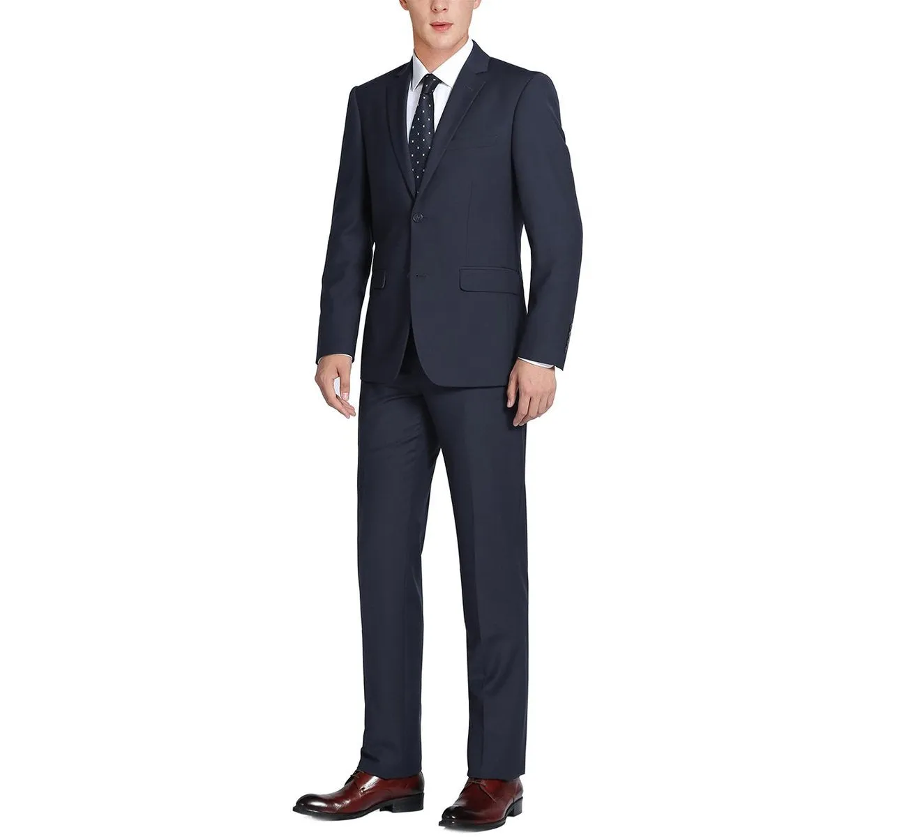 Alessandro Vitello by Renoir Dark Navy 2-Piece Slim Fit Notch Lapel Wool Suit 508-2