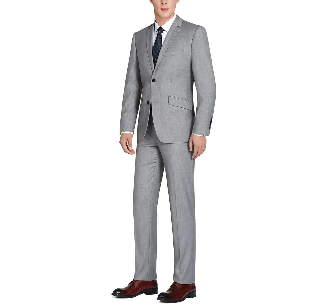 Alessandro Vitello by Renoir Grey 2-Piece Classic Fit Notch Lapel Wool Suit 508-5