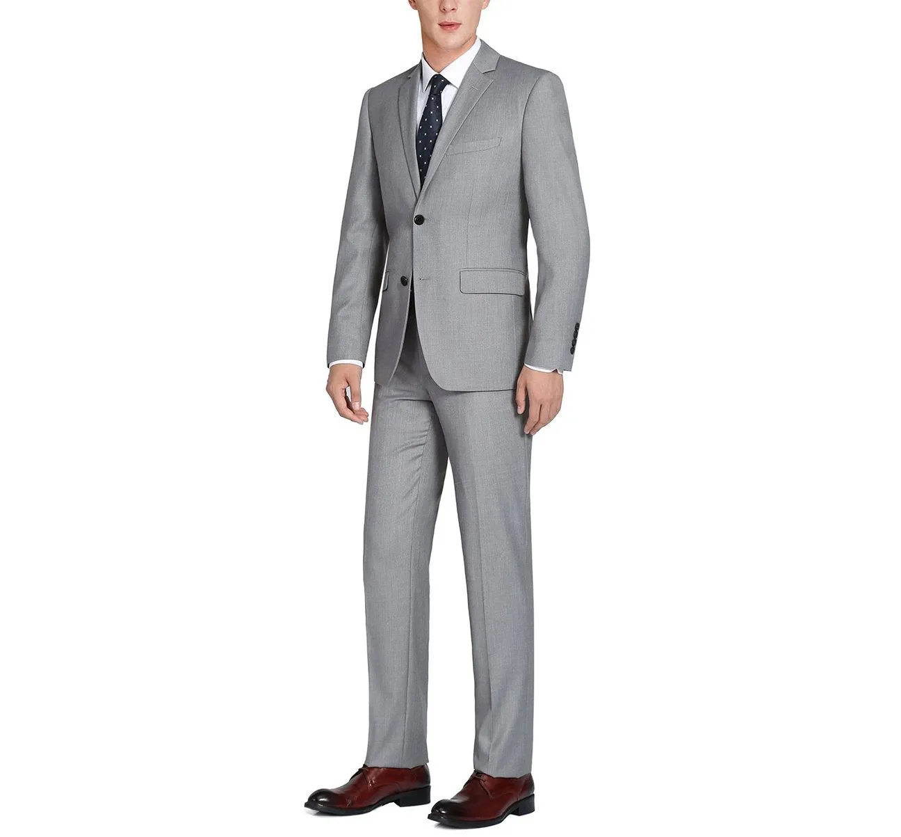 Alessandro Vitello by Renoir Grey 2-Piece Classic Fit Notch Lapel Wool Suit 508-5
