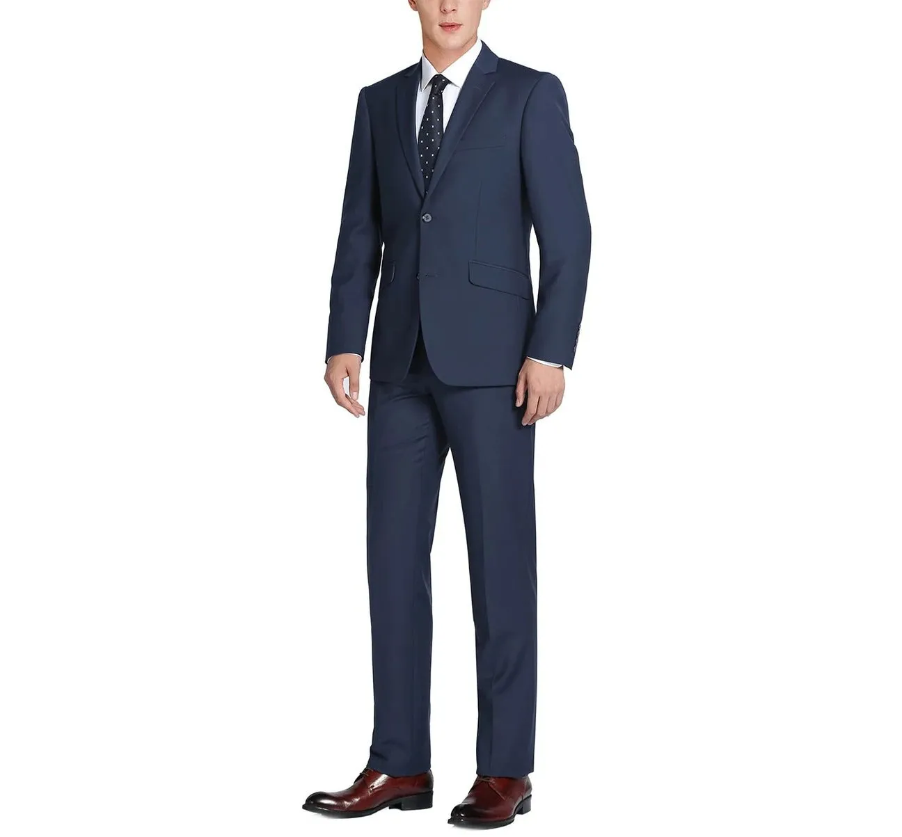 Alessandro Vitello by Renoir Navy 2-Piece Slim Fit Notch Lapel Wool Suit 508-19