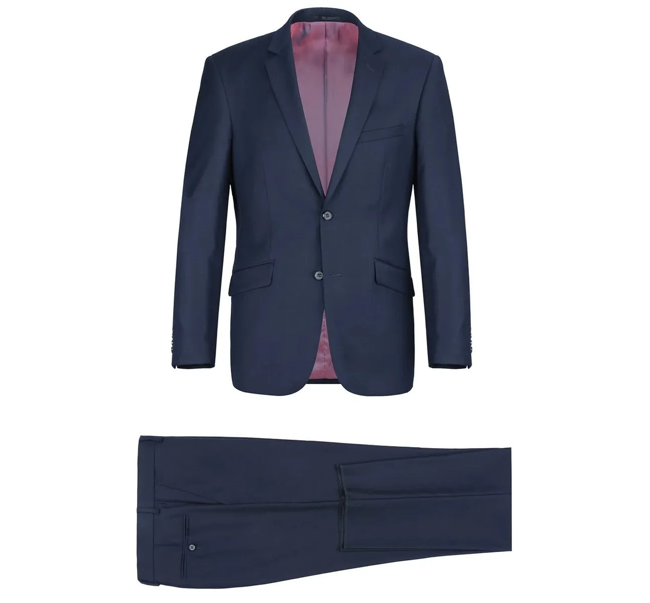 Alessandro Vitello by Renoir Navy 2-Piece Slim Fit Notch Lapel Wool Suit 508-19