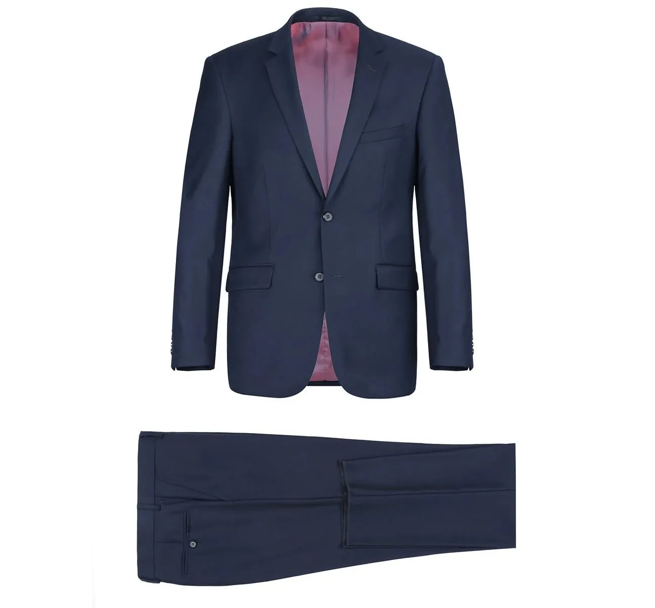Alessandro Vitello by Renoir Navy 2-Piece Slim Fit Notch Lapel Wool Suit 508-19