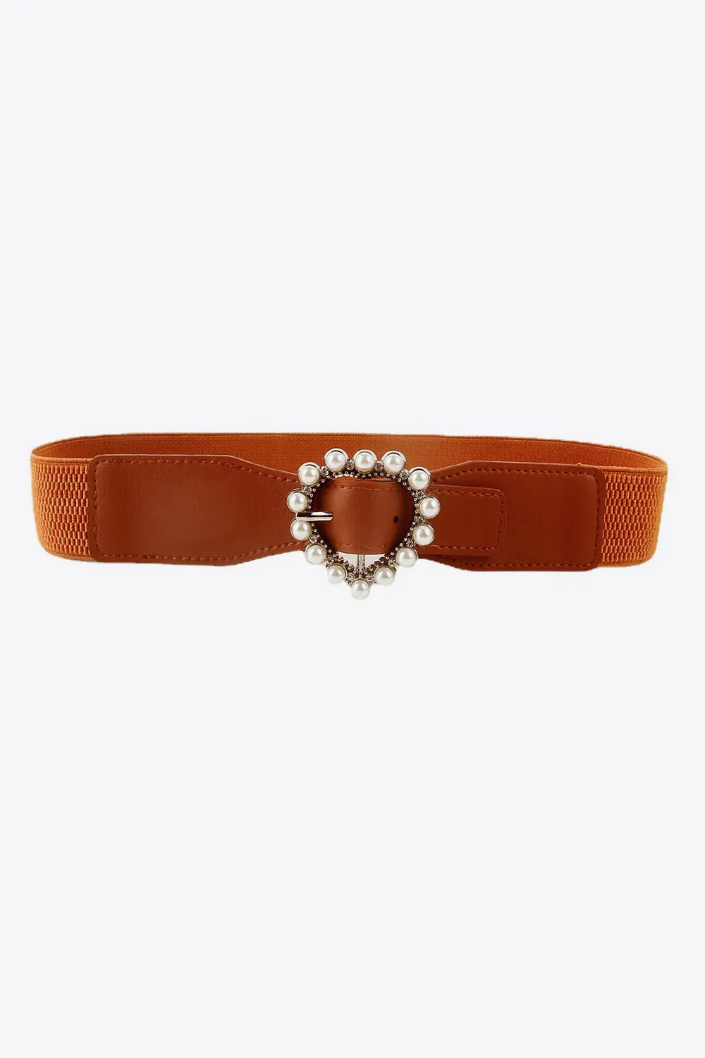 All That Romance Pearl Heart Buckle Elastic Belt