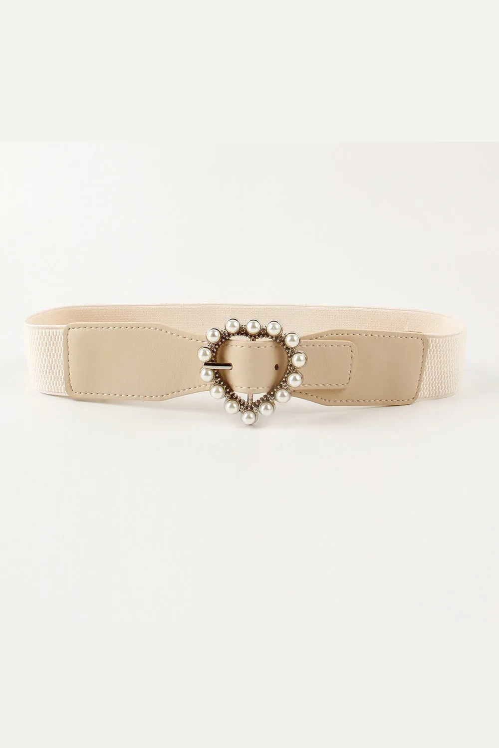All That Romance Pearl Heart Buckle Elastic Belt