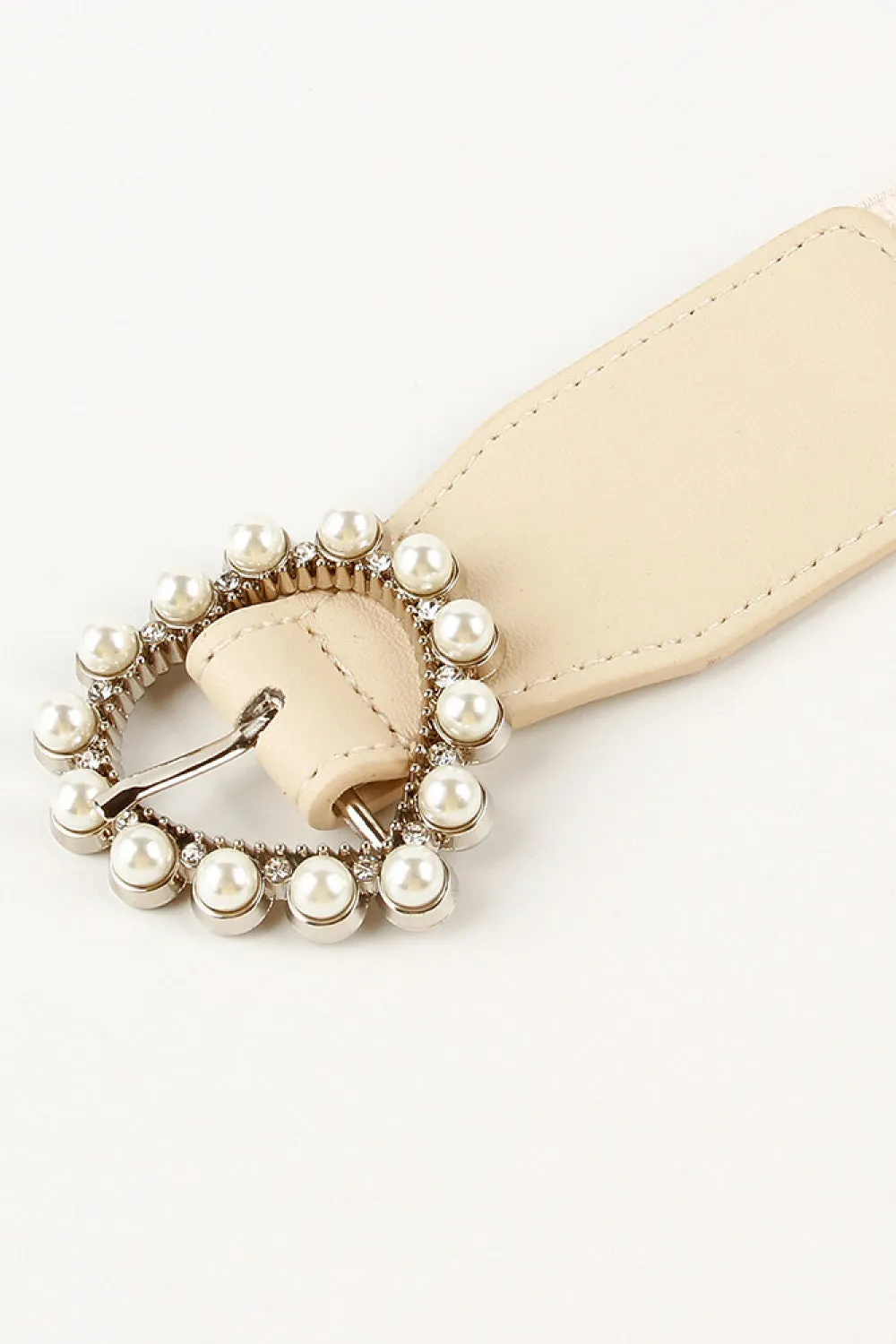 All That Romance Pearl Heart Buckle Elastic Belt