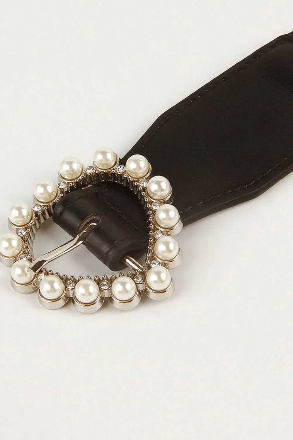 All That Romance Pearl Heart Buckle Elastic Belt