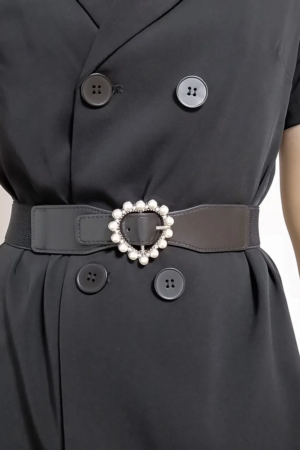 All That Romance Pearl Heart Buckle Elastic Belt