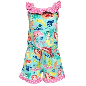 AnnLoren Girls Boutique Nautical Mermaid Jumpsuit  Spring Summer Romper
