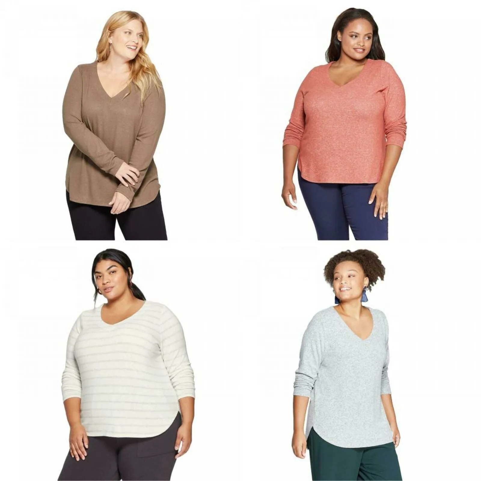 Ava & Viv Women's Plus Size Long Sleeve V-Neck Cozy Top