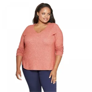 Ava & Viv Women's Plus Size Long Sleeve V-Neck Cozy Top