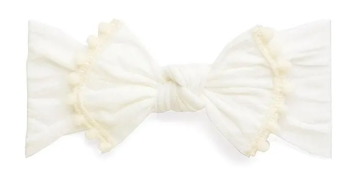 Baby Bling Classic Knot w/Pom Trimmed Headband - Ivory