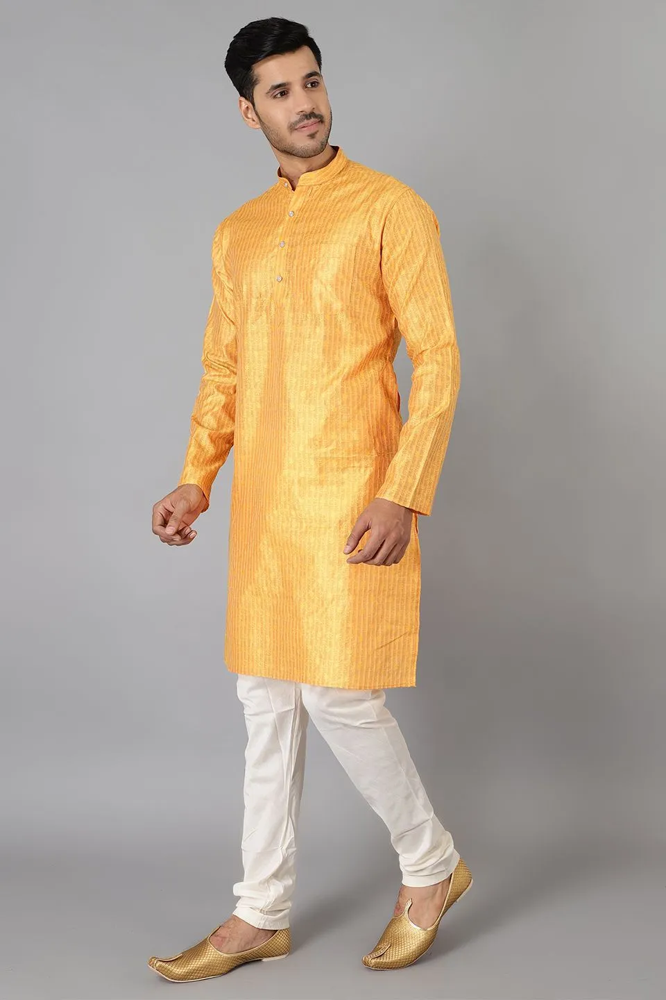 Banarasi Rayon Cotton Gold Kurta Pajama