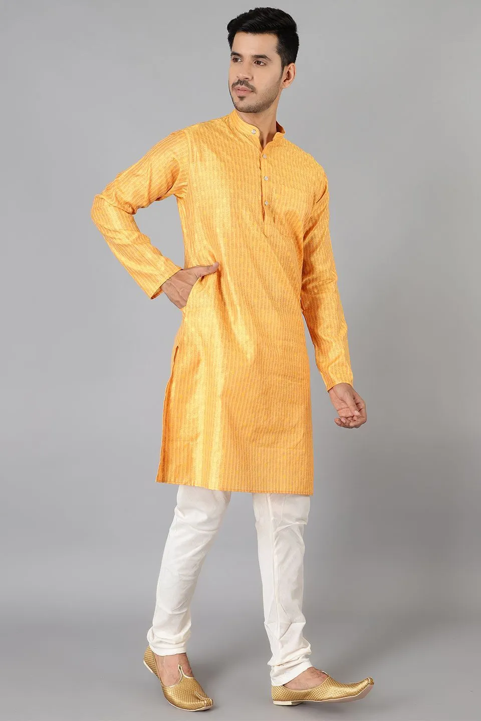 Banarasi Rayon Cotton Gold Kurta Pajama