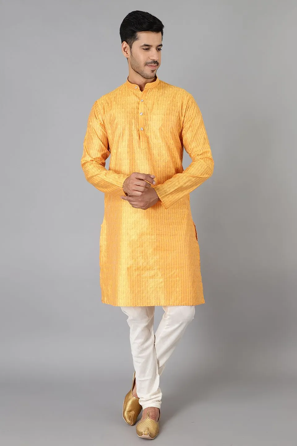 Banarasi Rayon Cotton Gold Kurta Pajama