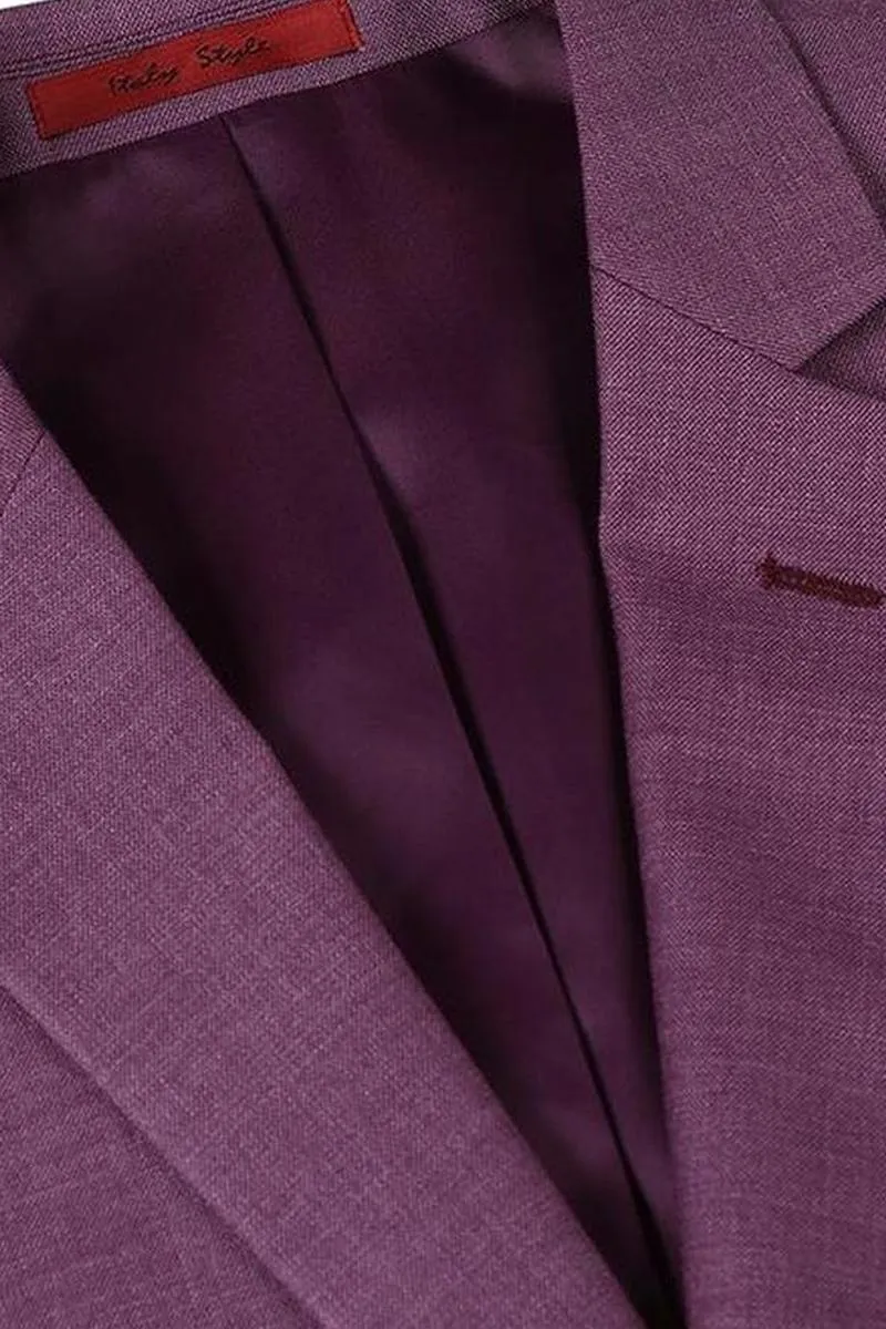Berry Solid 2-Button Notch Suit (2-Piece Set)
