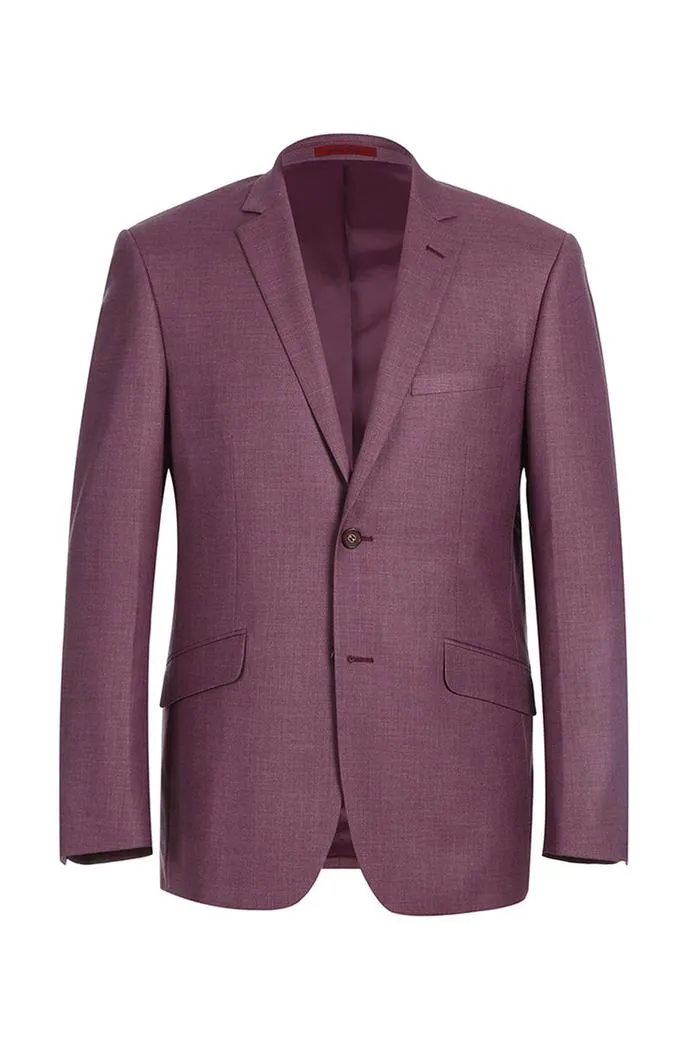 Berry Solid 2-Button Notch Suit (2-Piece Set)