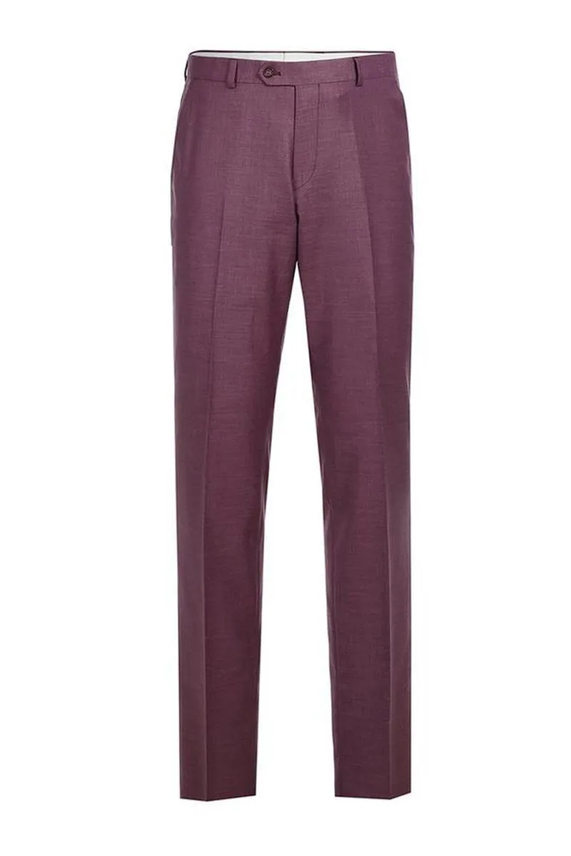 Berry Solid 2-Button Notch Suit (2-Piece Set)