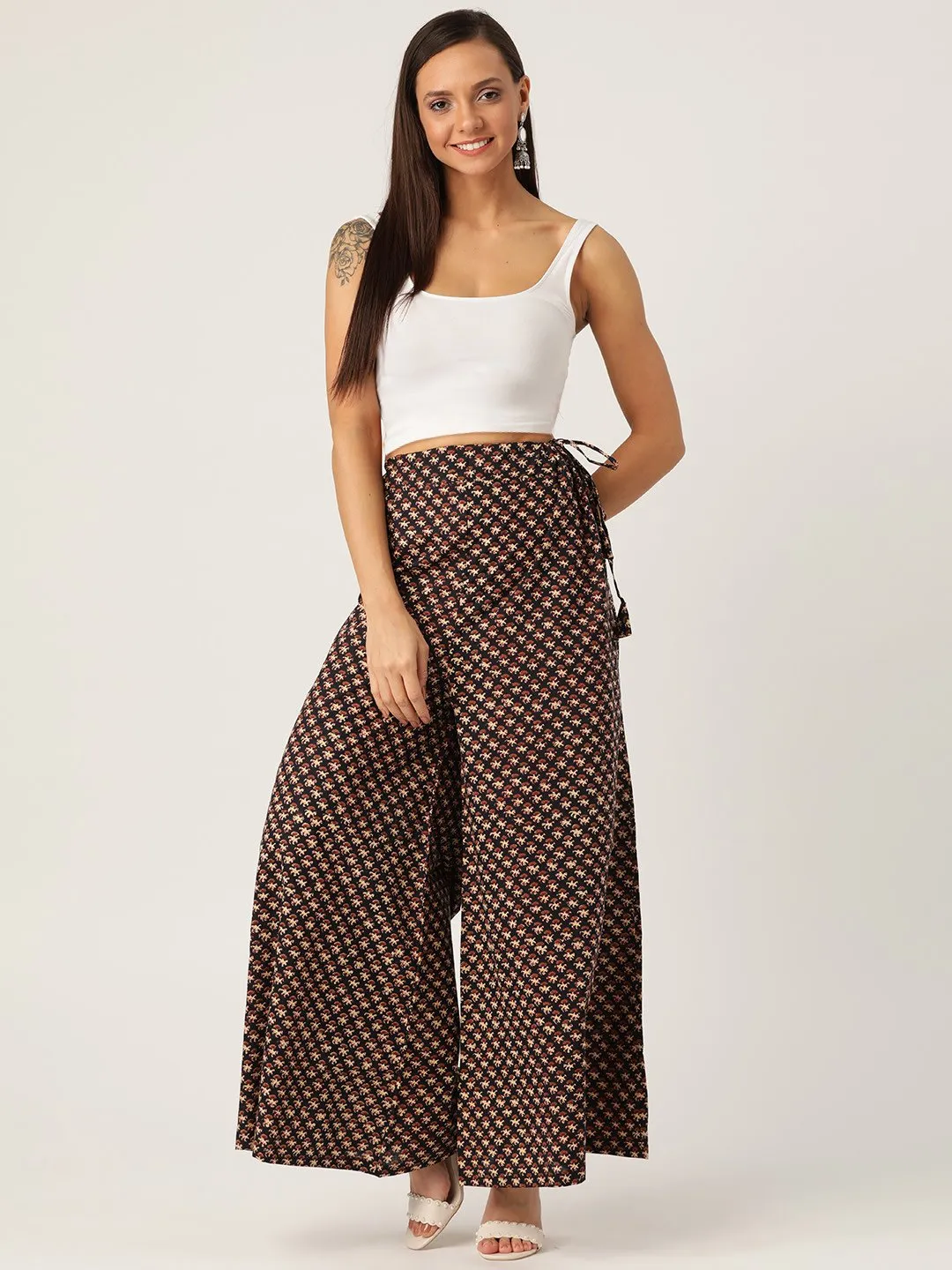 BLACK PRINTED PALAZZO