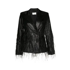 Black Sequin Feather Jacket