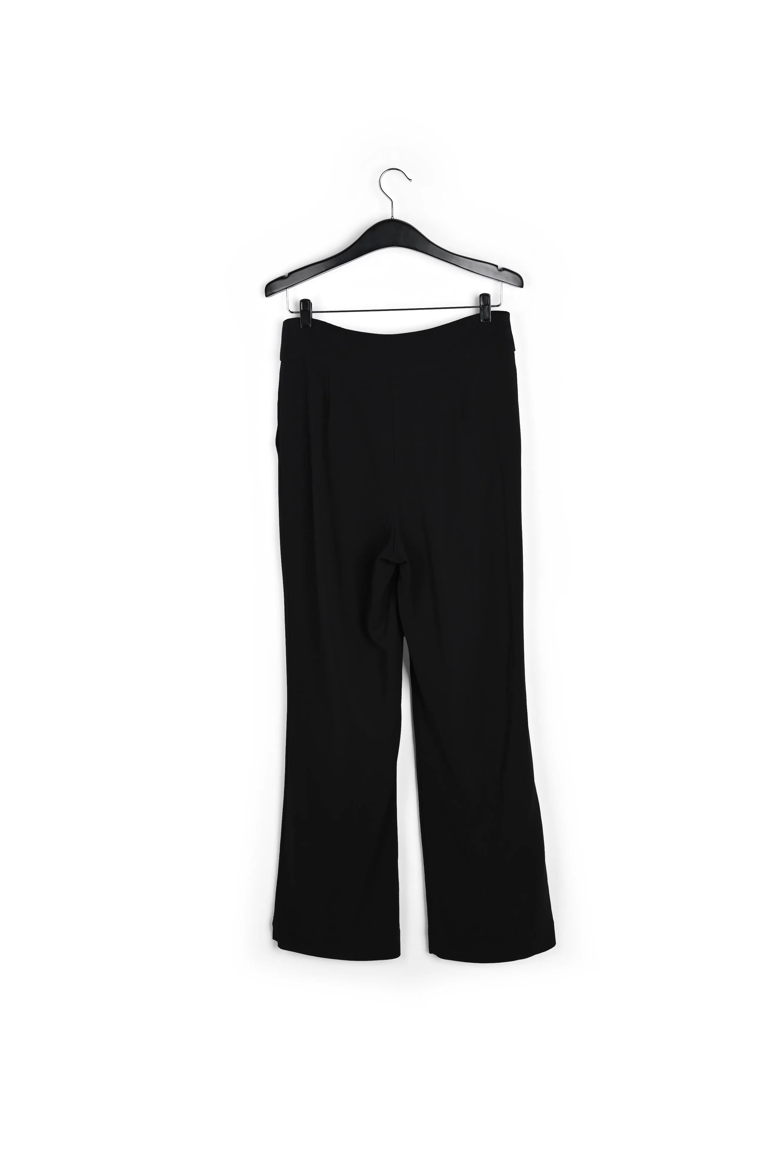 Black viscose-satin straight-leg pants