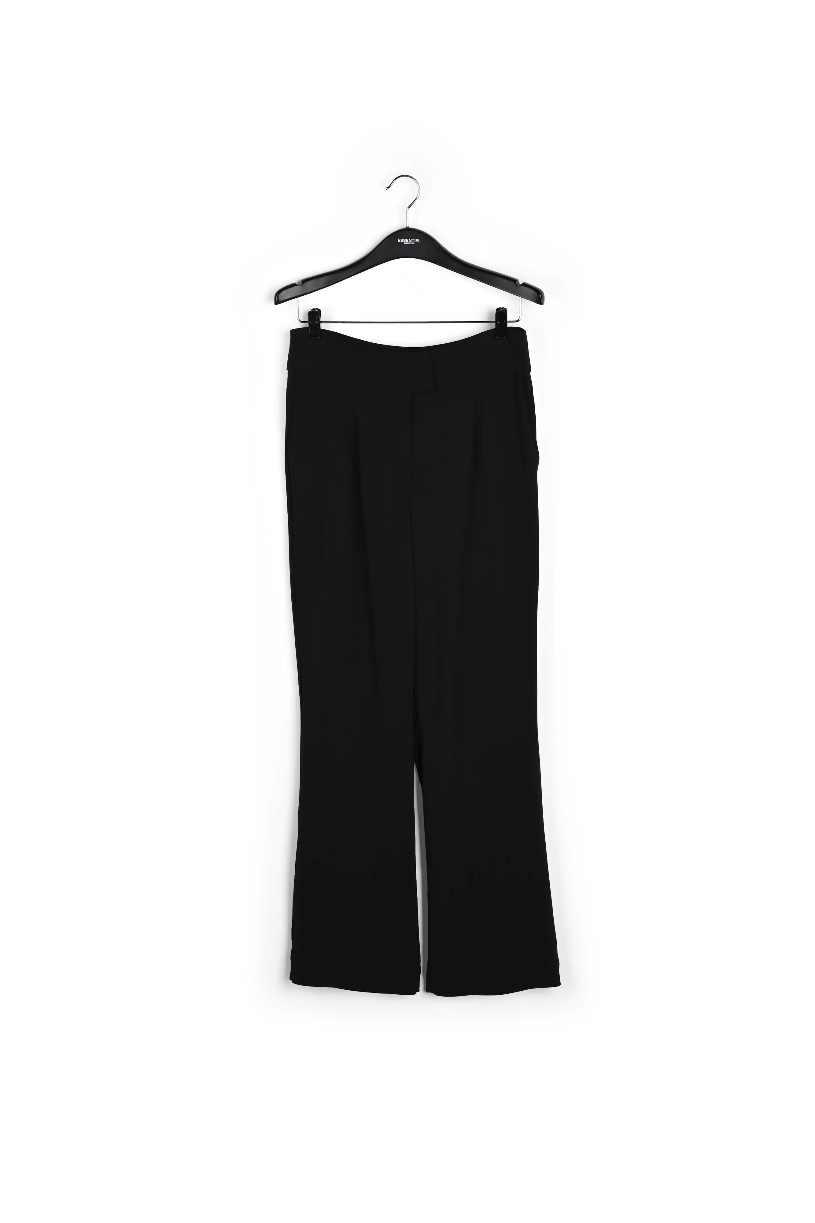 Black viscose-satin straight-leg pants