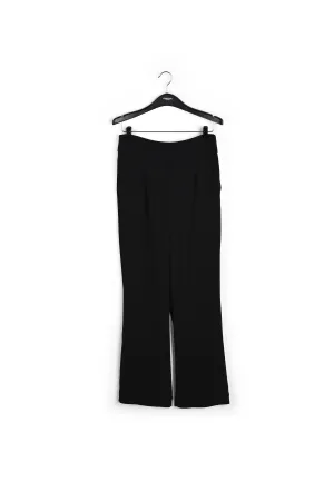 Black viscose-satin straight-leg pants