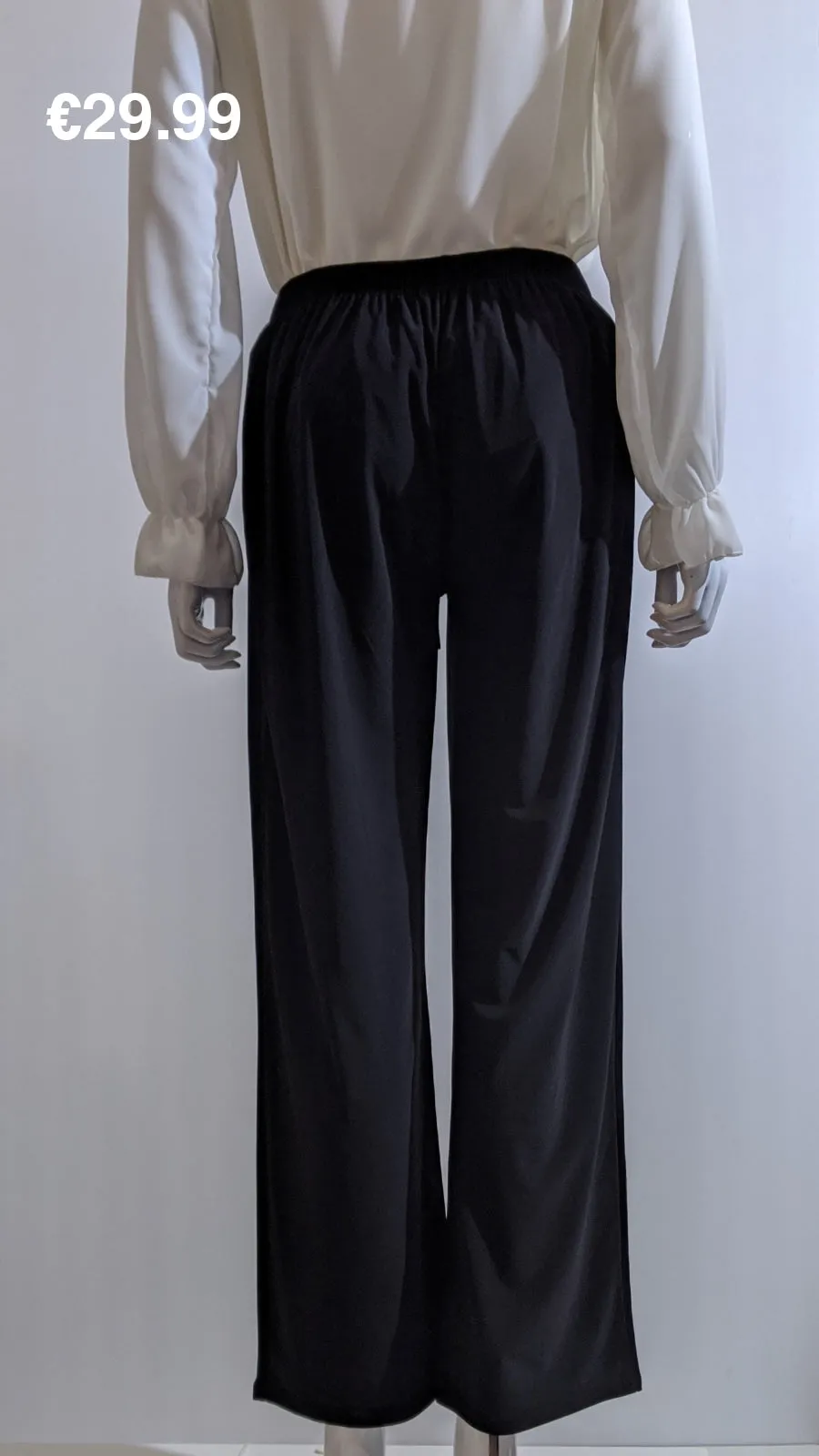 Black Wide Leg Trousers with Elastic Waist