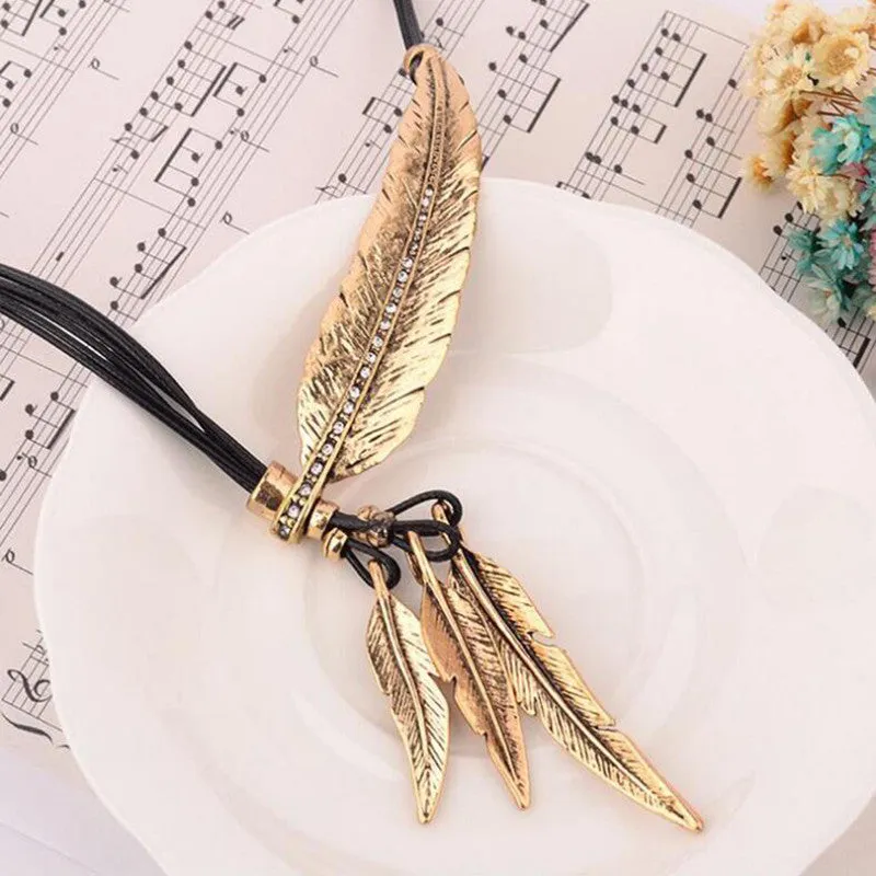 Bohemian Feather Statement Necklace