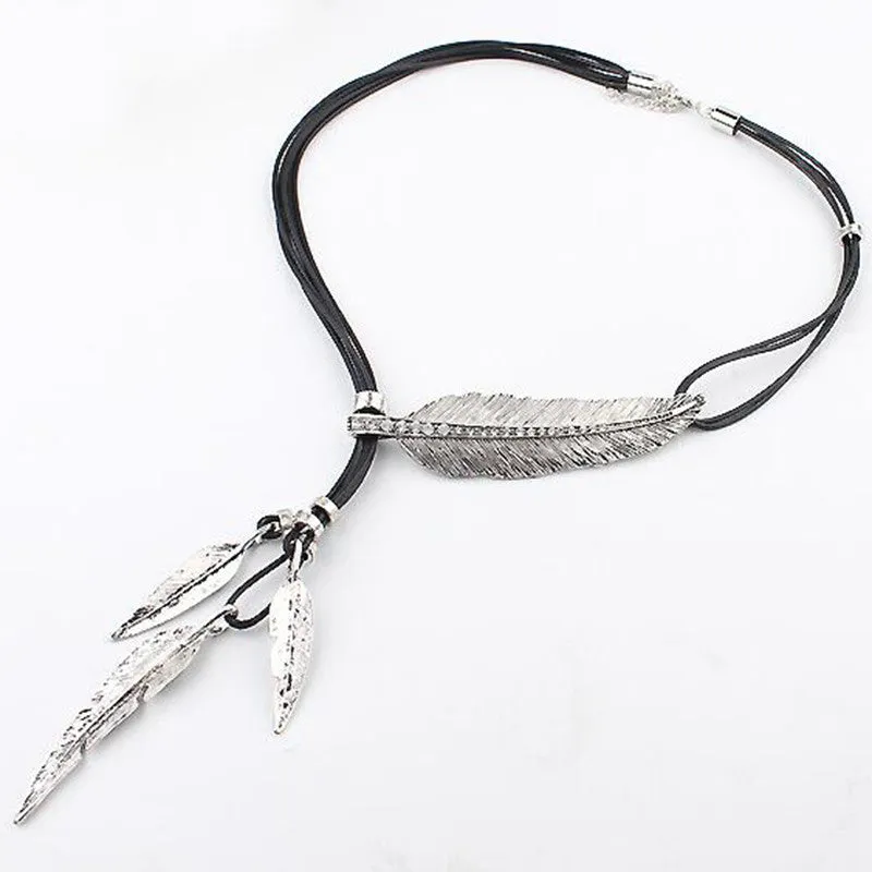 Bohemian Feather Statement Necklace