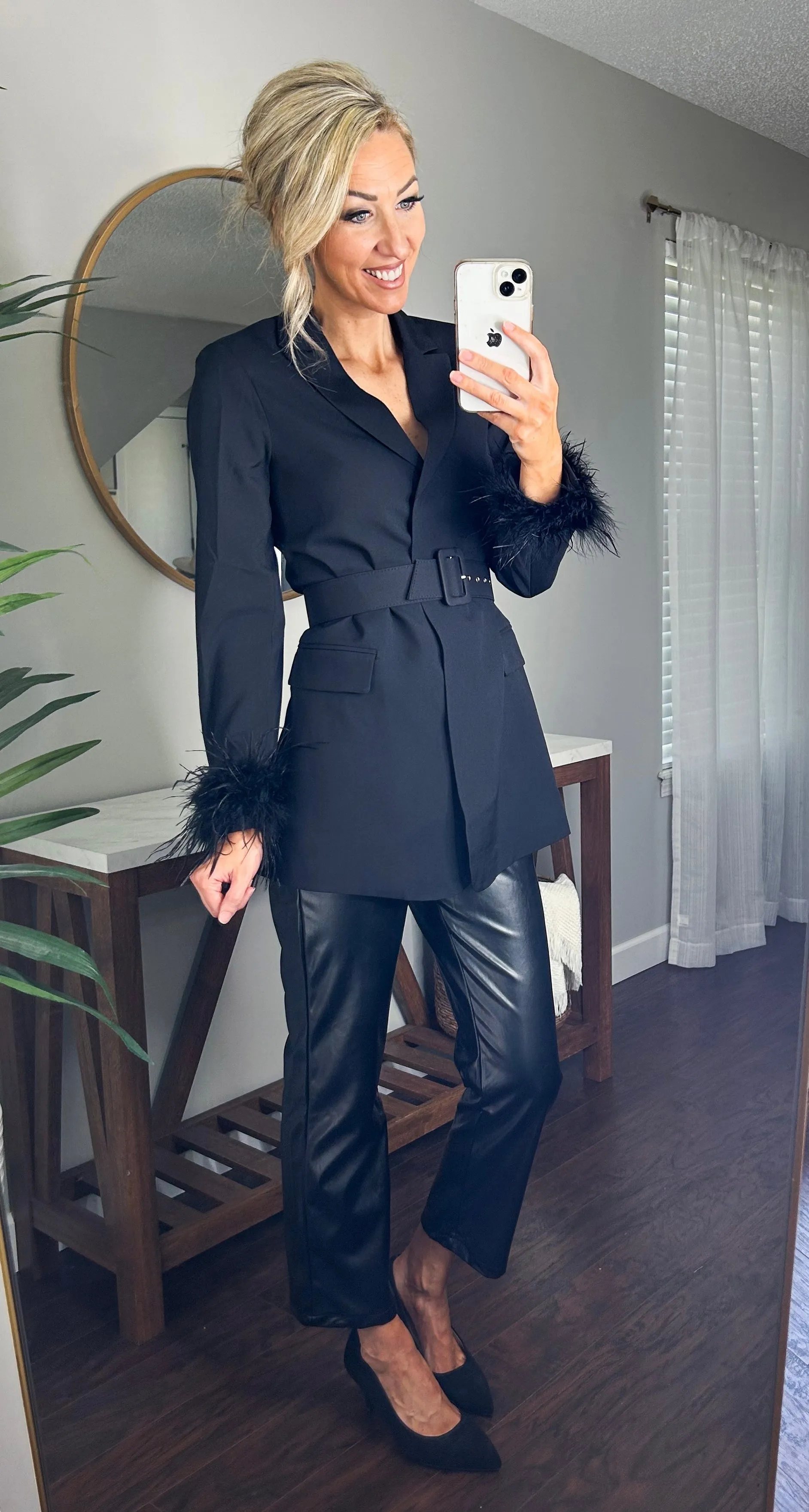 BUDDYLOVE Harriet Feather Belted Long Blazer
