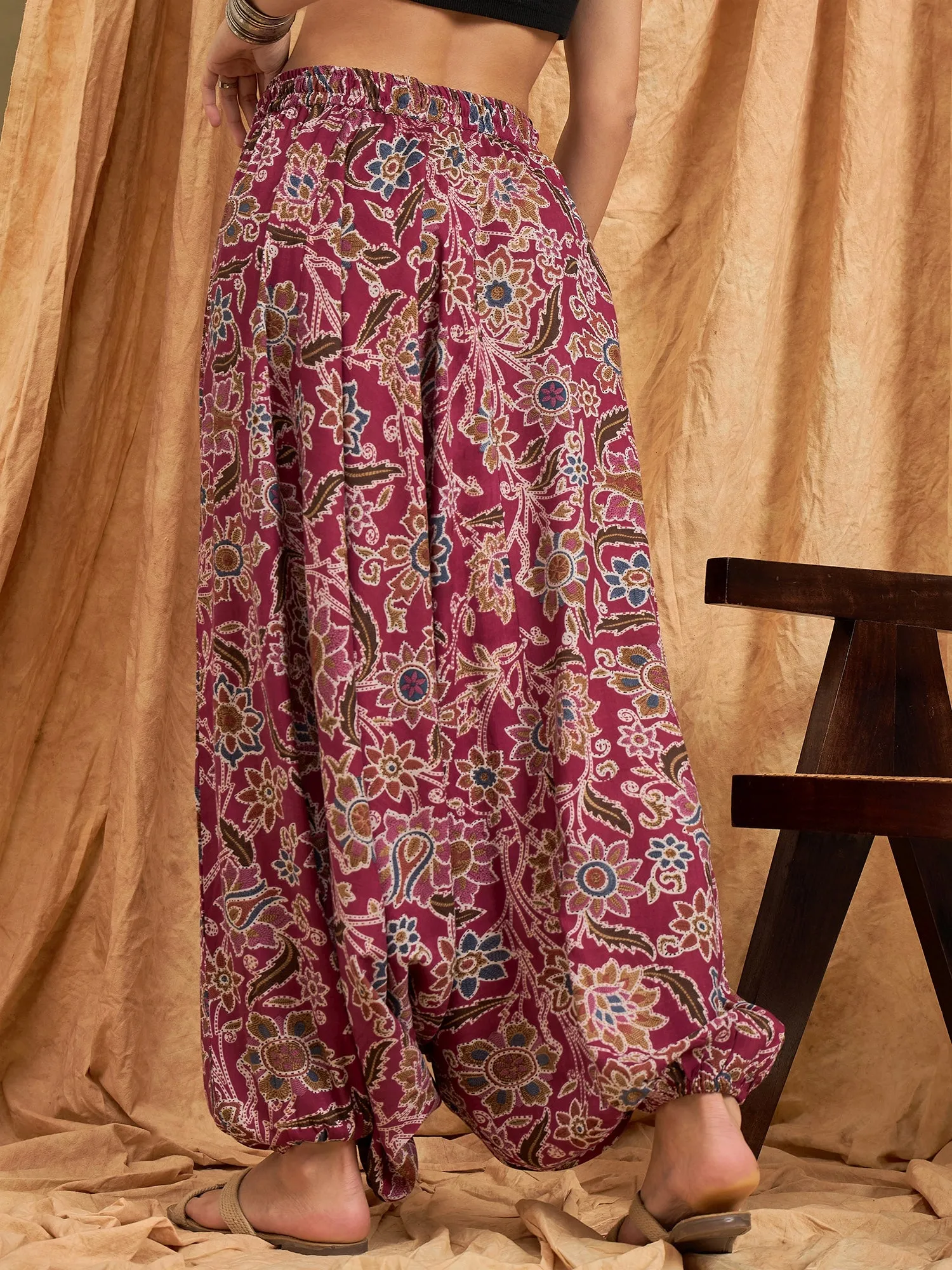 Burgundy Big Jaal Harem Pant