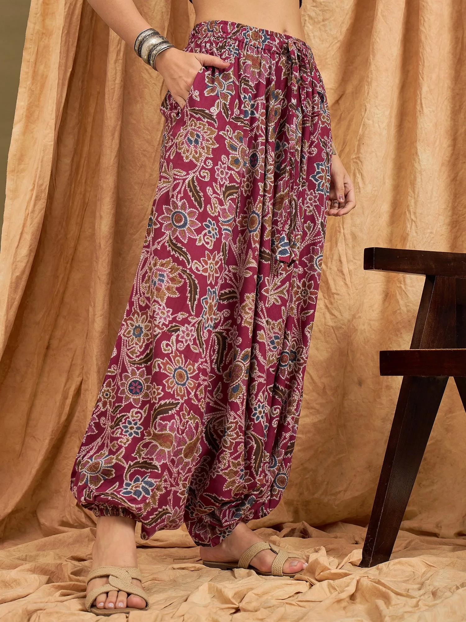 Burgundy Big Jaal Harem Pant