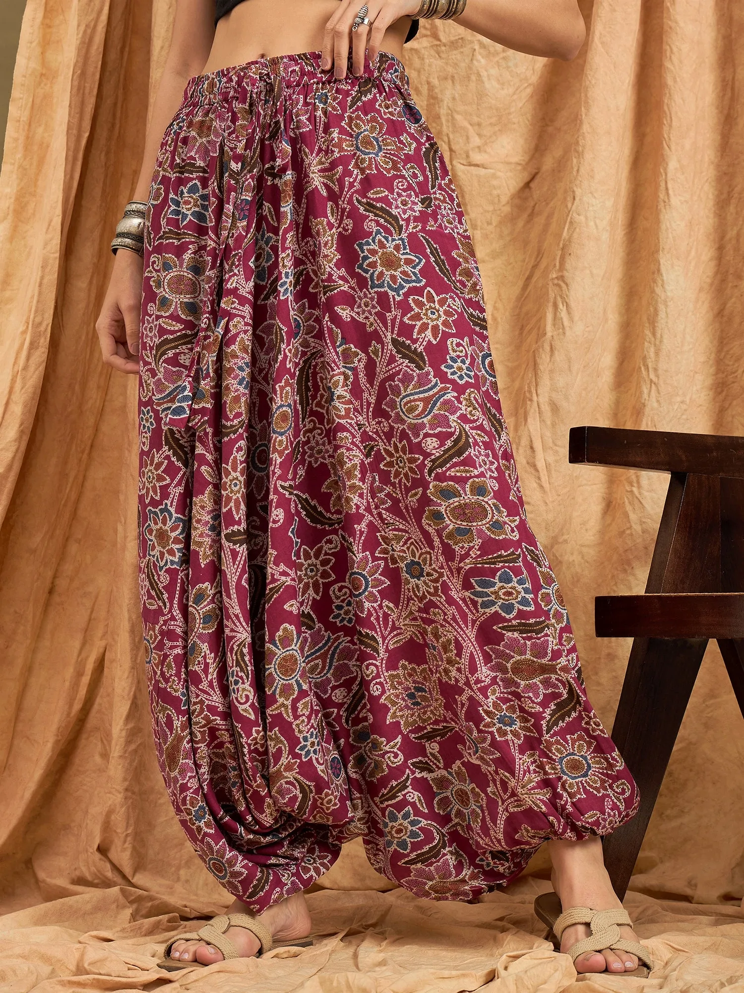 Burgundy Big Jaal Harem Pant