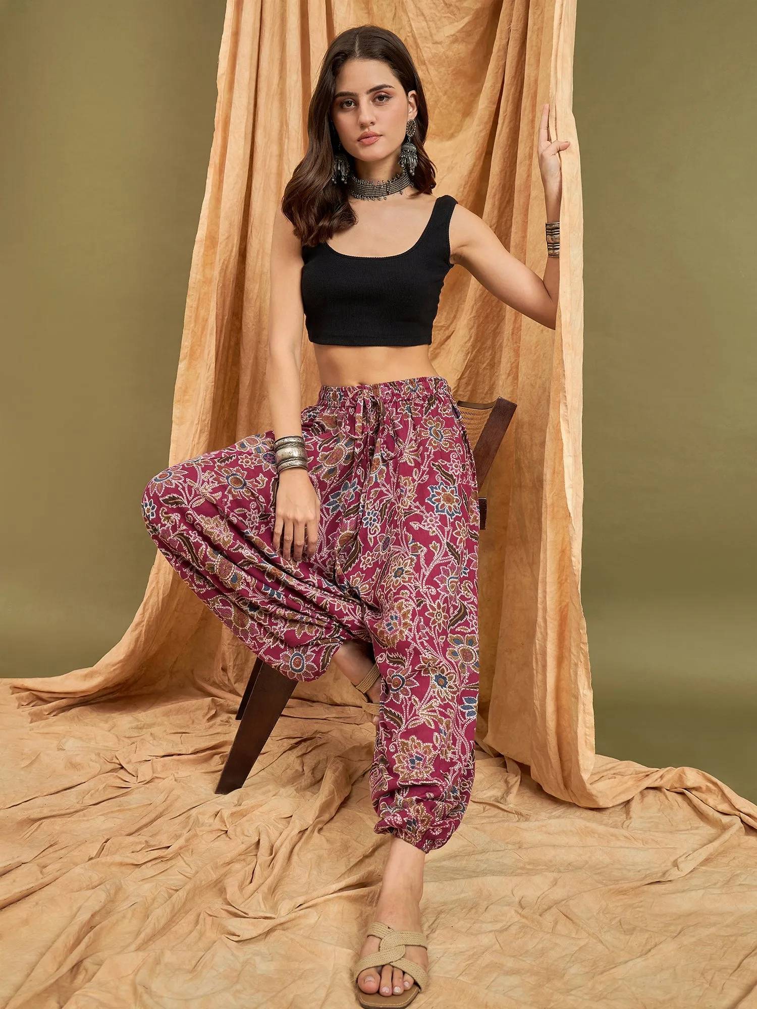 Burgundy Big Jaal Harem Pant