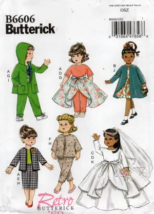 Butterick B6606 Retro 1960 Dolls Clothes Wardrobe Sewing Pattern for 18 Inch Dolls UNCUT Factory Folded