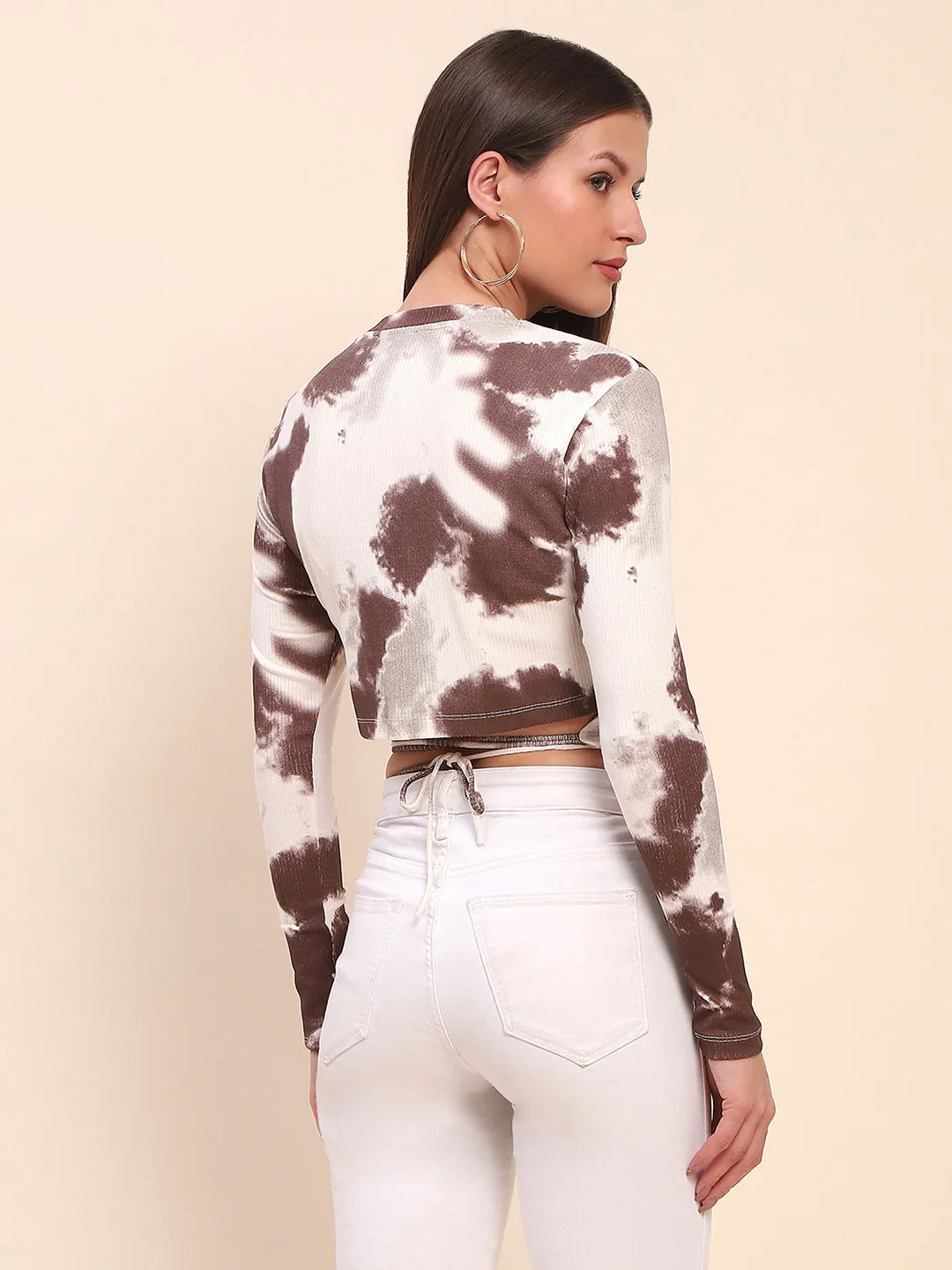 Camla Barcelona Printed Crop White Top