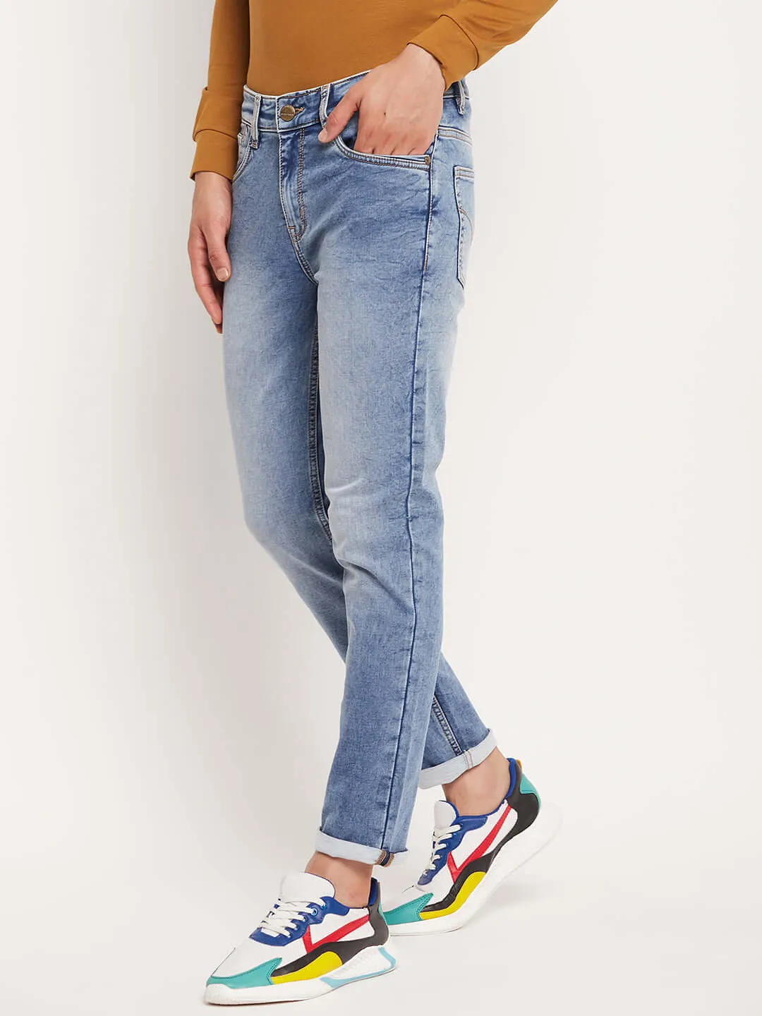 Camla Barcelona Sky Blue Regular Jeans For Men