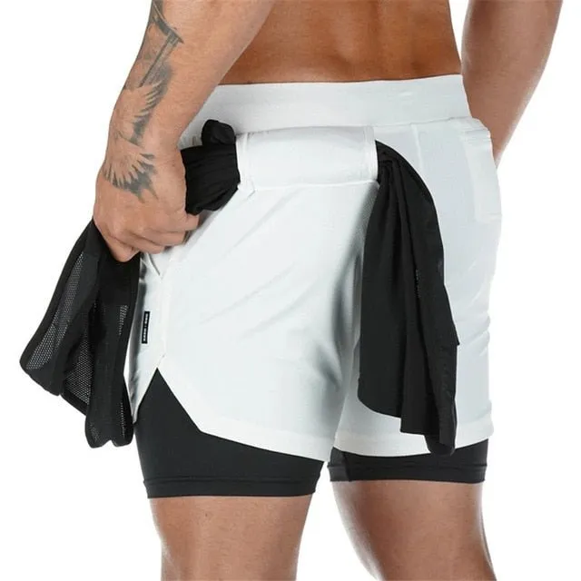 Camo Running Shorts Men 2 In 1 Double-deck Quick Dry GYM Sport Shorts Fitness Jogging Workout Shorts Men Sports Short Pants