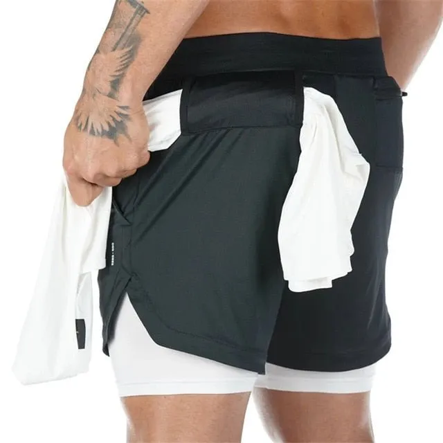 Camo Running Shorts Men 2 In 1 Double-deck Quick Dry GYM Sport Shorts Fitness Jogging Workout Shorts Men Sports Short Pants