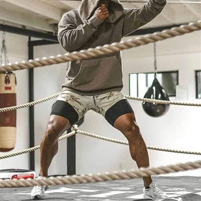 Camo Running Shorts Men 2 In 1 Double-deck Quick Dry GYM Sport Shorts Fitness Jogging Workout Shorts Men Sports Short Pants